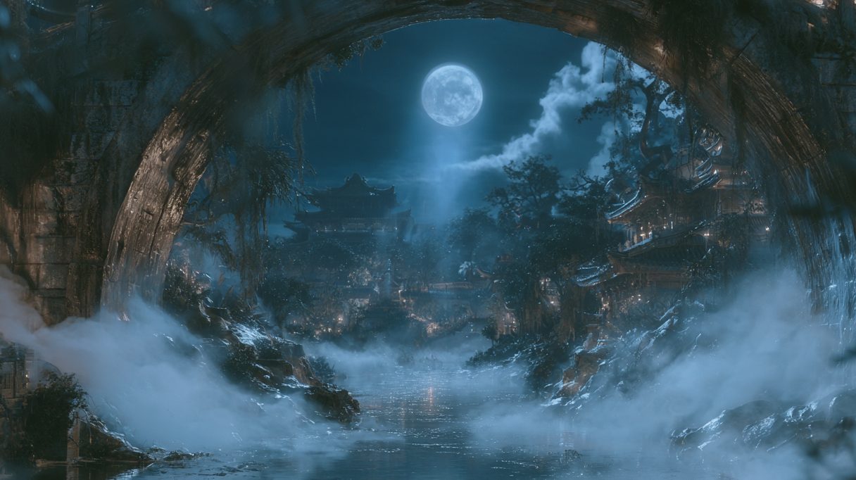 石拱外窥月与金光寺