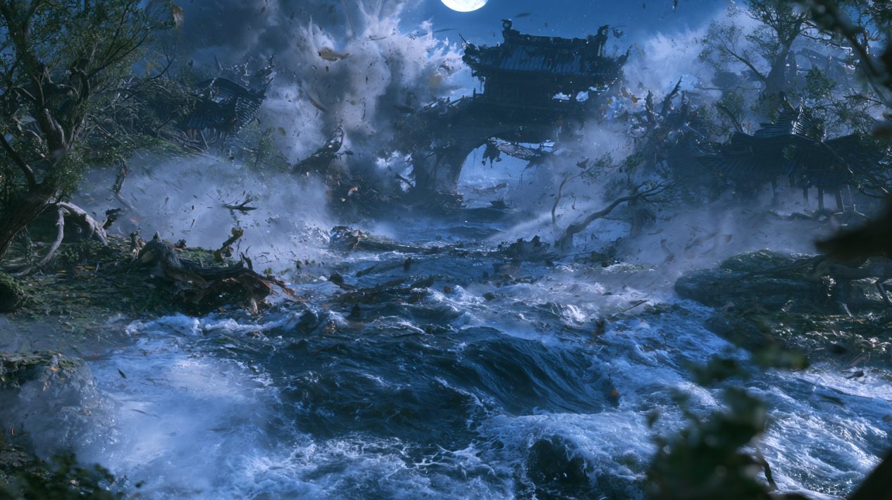 雾中急流与远亭